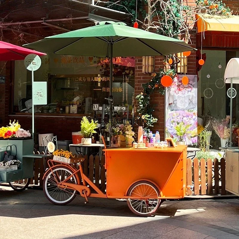 56Street View Display Car Milk Tea Coffee Sales Dining Car Hotel Homestay Dessert Three Wheels Snack Car