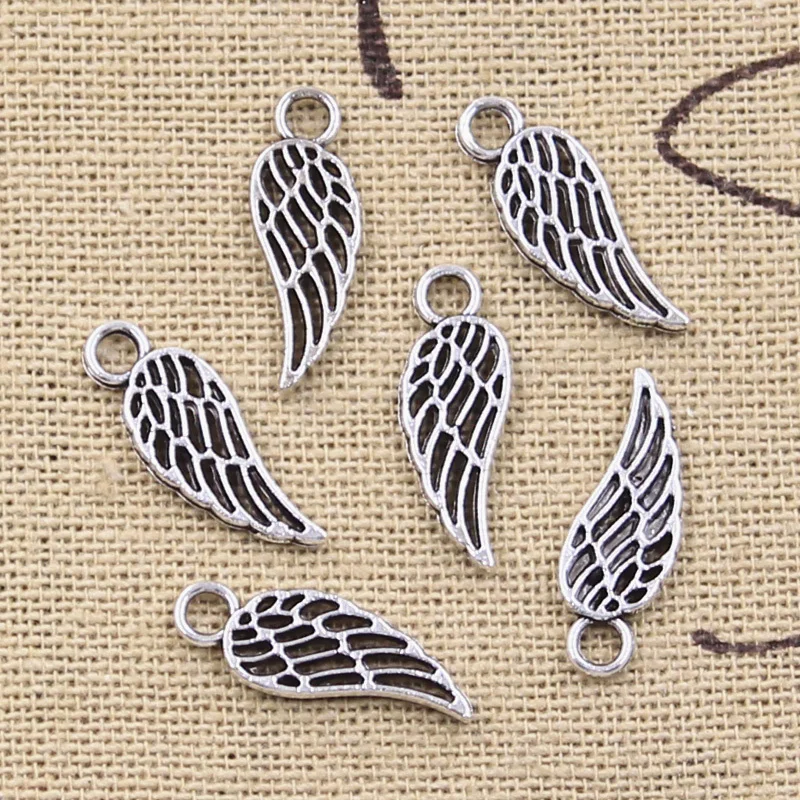 100pcs Charms Angel Wings 18x7mm Antique Silver Color Pendants DIY Crafts Making Findings Handmade Tibetan Jewelry