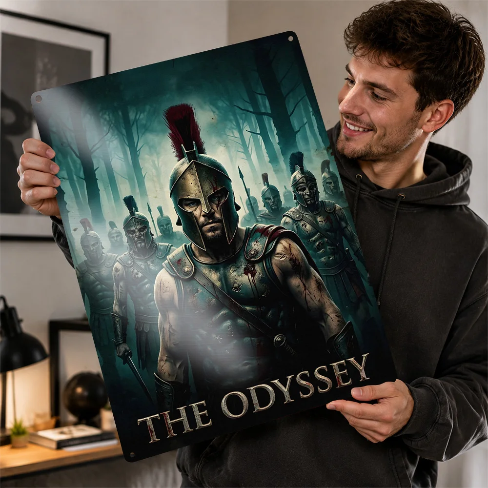 The Odyssey Spartan Warriors 3D Printed Texture Poster Personalized Wall Art Retro Metal Tin Signs for Bedroom Decoration Room
