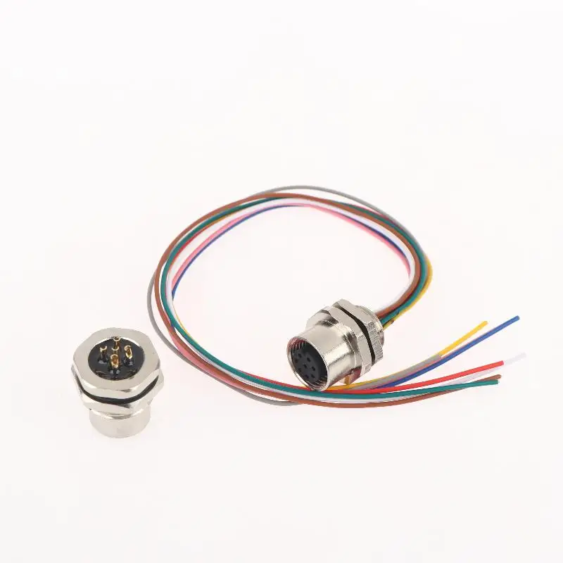 M12 Connector Cable 1Pcs Glued Integrated Front Rear Panel Socket 12/16MM Open Hole Suitable for Security Monitoring Device Pow