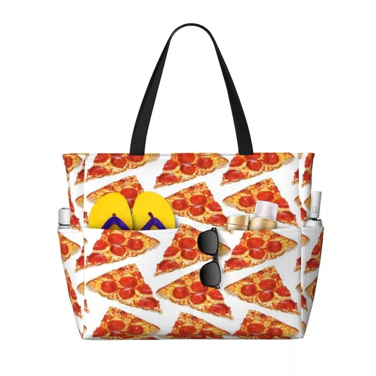 Pizza Slice Pattern Beach Tote Bag Sport Gym Yoga Duffle Large Tote Bag Women Travel Bag Fitness bag