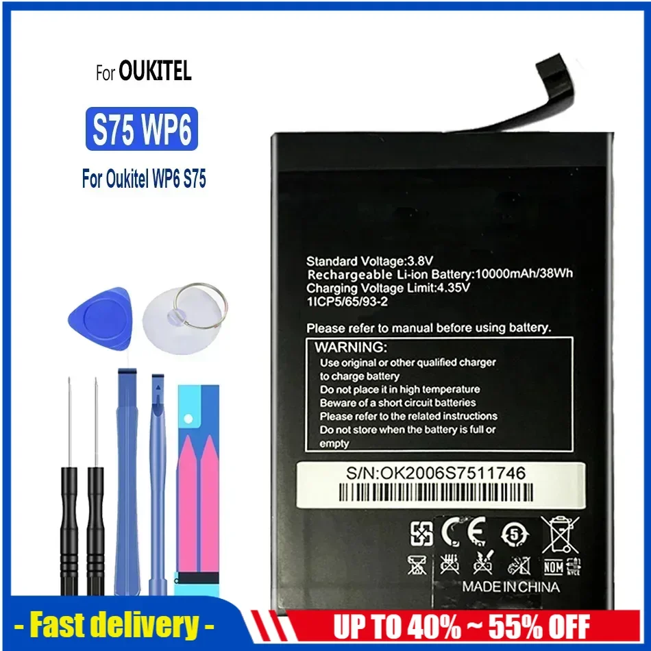 

Bateria High Quality Mobile Phone Replacement Battery S 75 WP 6 10000mAh For Oukitel WP6 S75 Batteries