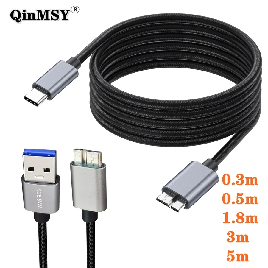 كابل القرص الصلب الخارجي USB 3 نوع C إلى مايكرو B سلك شحن البيانات لتوتوشيبا سيجيت WD HP Sandisk HDD SSD القرص الصلب الكمبيوتر المحمول