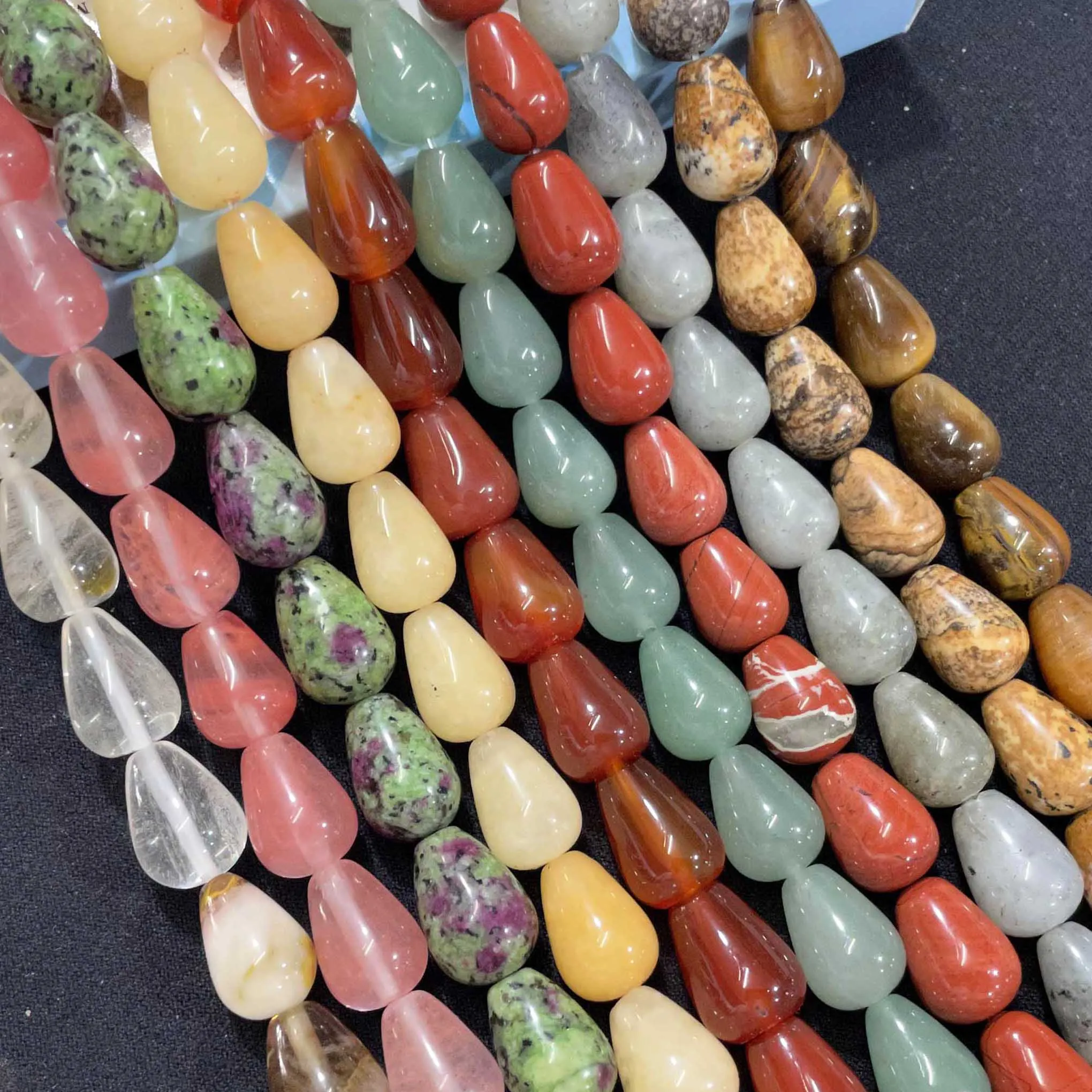 10X14MM Water Drop Natural Stone Agates Aventurine Quartz Chalcedony Loose Spacer Beads For Jewelry Make Diy Bracelet Necklace