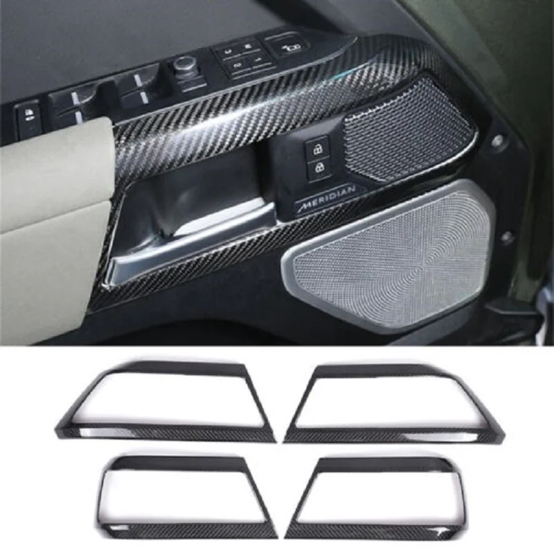 

Real Dry Carbon Fiber Interior Door Handle Cover Frame Fit For Land Rover Defender 110 2020-2022