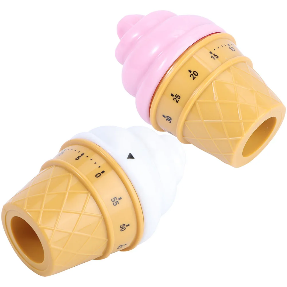 

2pcs Ice Cream Timer Plastic Mechanical Kitchen Timer 60 Minutes Countdown For Baking Cooking Oven Classroom