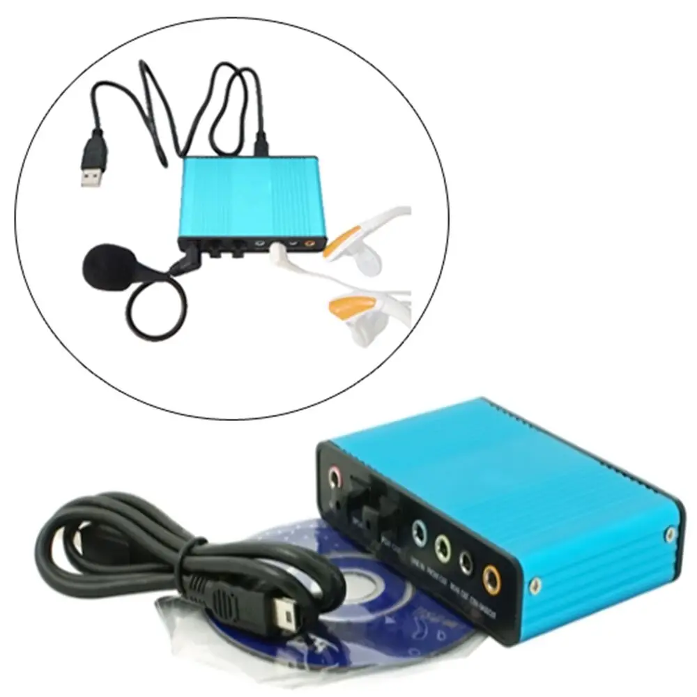 USB 2.0 6 Channel Sound Card Audio Card Adapter Optical Fiber 5.1 Sound Card SPDIF Controller Audio Card For PC Laptop Computer