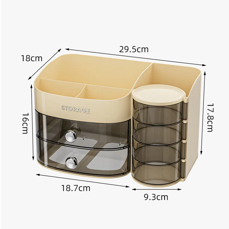 360도 회전 메이크업 브러쉬 정리함 데스크 정리함 화장품 수납함 서랍형 대용량 수납 바구니