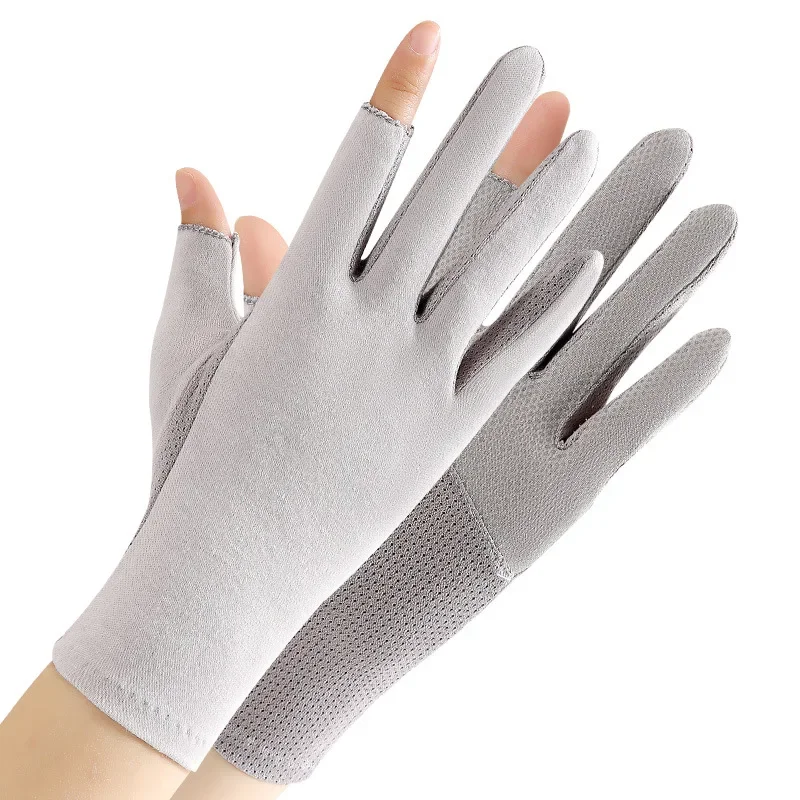 Летние анти-УФ-перчатки без пальцев, перчатки для вождения с полупальцами, шелковые перчатки с половиной пальцев, солнцезащитный крем, дышащие тонкие варежки