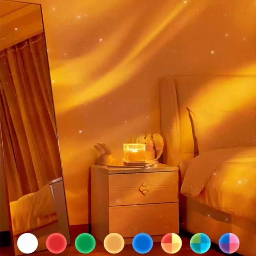 

Ночник с регулируемой яркостью, светодиодный проектор Aurora Wave с дистанционным управлением через приложение, 16-цветный ночник Northern для детей