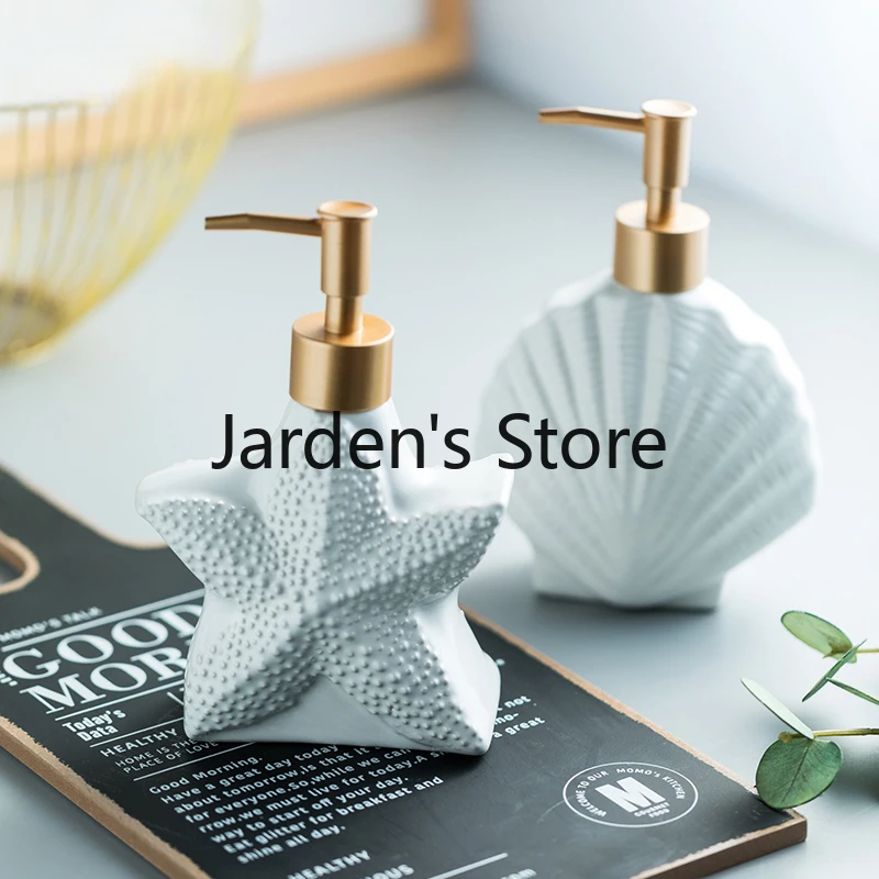 Bathroom Detergent bottle starfish shape design ceramic soap lotion bottle shower gel hand soap shampoo refill bottle