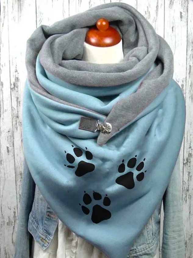 Women\'s Blue Cat\'s Paw 3D Printed Scarf and Shawl