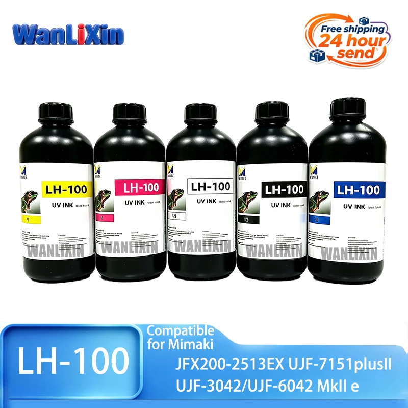 1Bottle LH100 LH-100 UV Ink 1000ml Bottle with Chip Compatioble for Mimaki JFX200-2513EX UJF-7151plusII UJF-3042/UJF-6042 MkII e