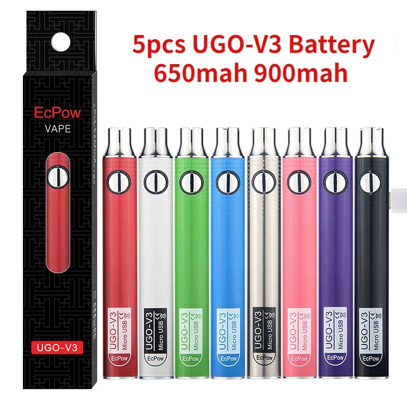 

10pcs 5pcs UGO V3 Battery 650mah UGO Vaporizer for Ce4 Ce5 Mt3 H2 Atomizer Evod Battery E Cigarette Vape Pen 510 Thread Battery