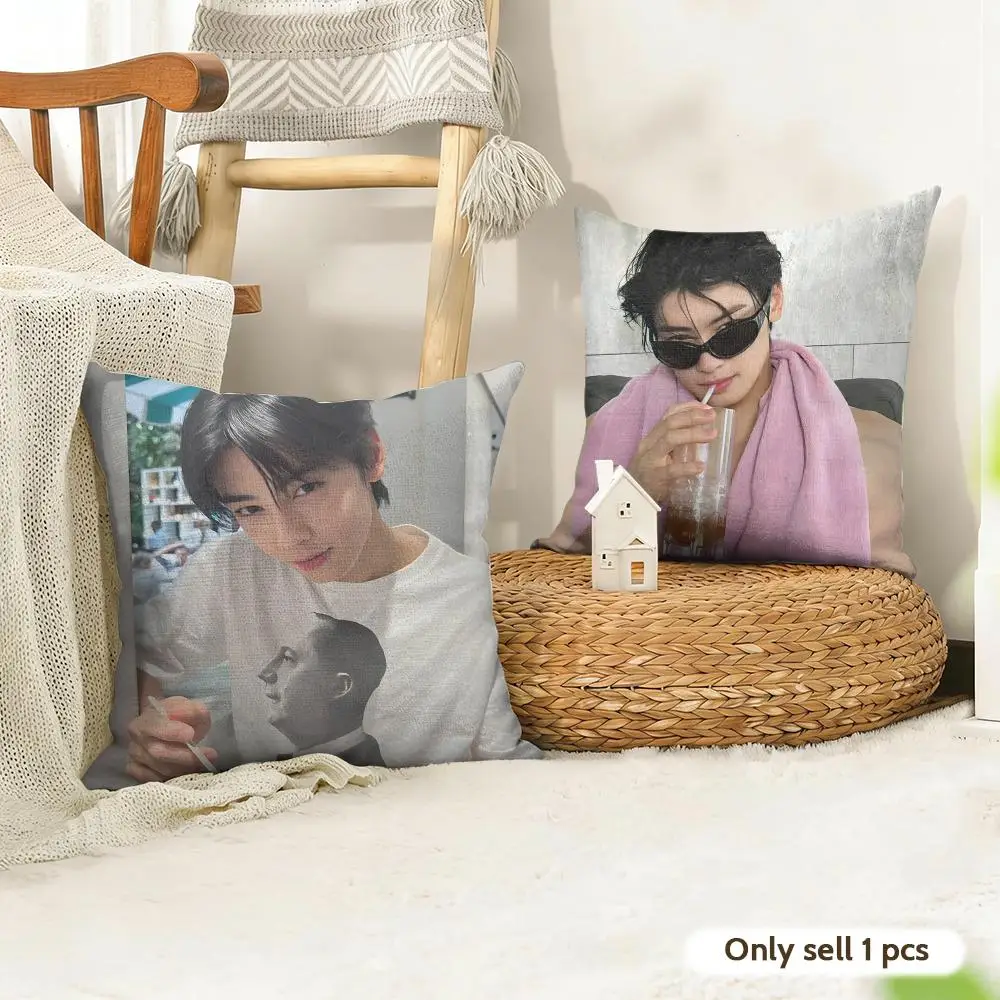 Kpop Singer Cha E-Eun W-Woo Cushion Cover Natural Linen Organic Fabric Double-Sided Printing Room Sofa Decor Pillow Case