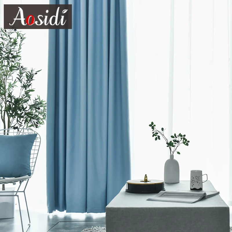 Современные небесно-голубые плотные шторы для гостиной, спальни, плотные шторы для окон, детские шторы, дверные шторы Cortinas 80%