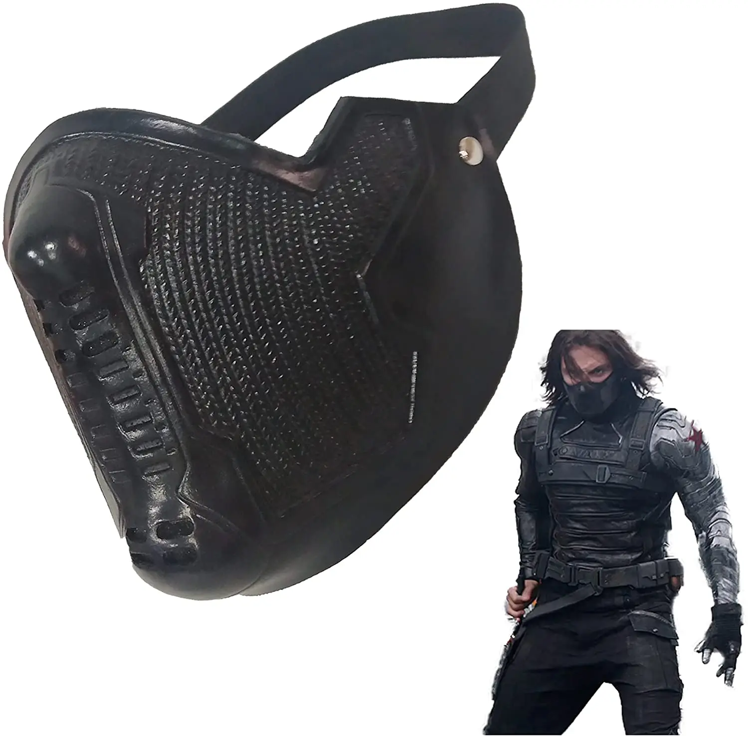 Winter Soldier Mask Bucky Barnes James Buchanan Superhero Latex Cosplay Halloween Prop Costume Accessory Black