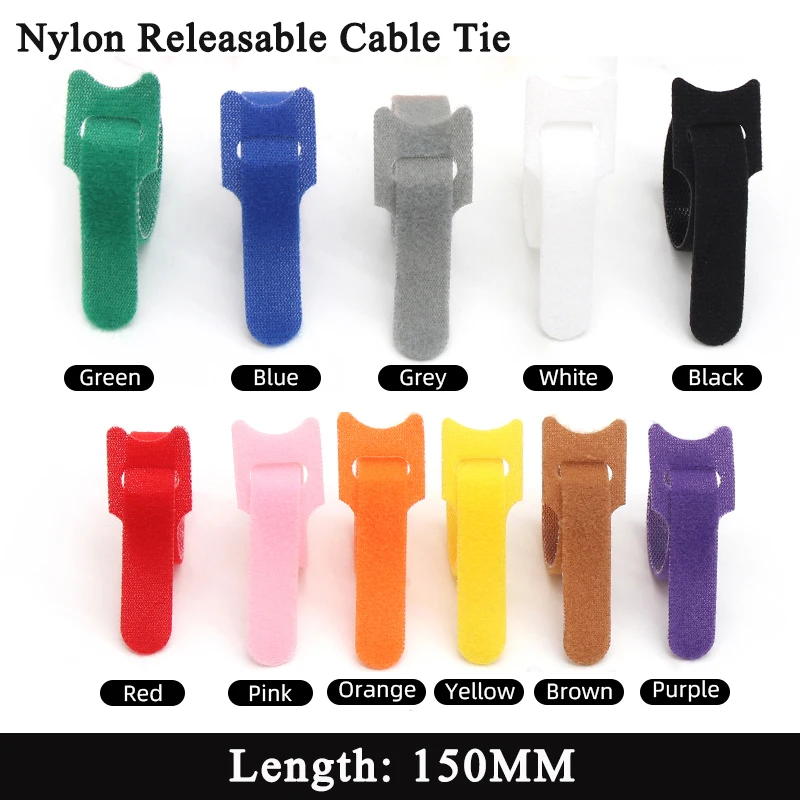 10~1000Pcs Reusable Fastening Cable Ties Cable Straps Wire Ties Hook and Loop Tape Cable Management Adjustable Cord organizer