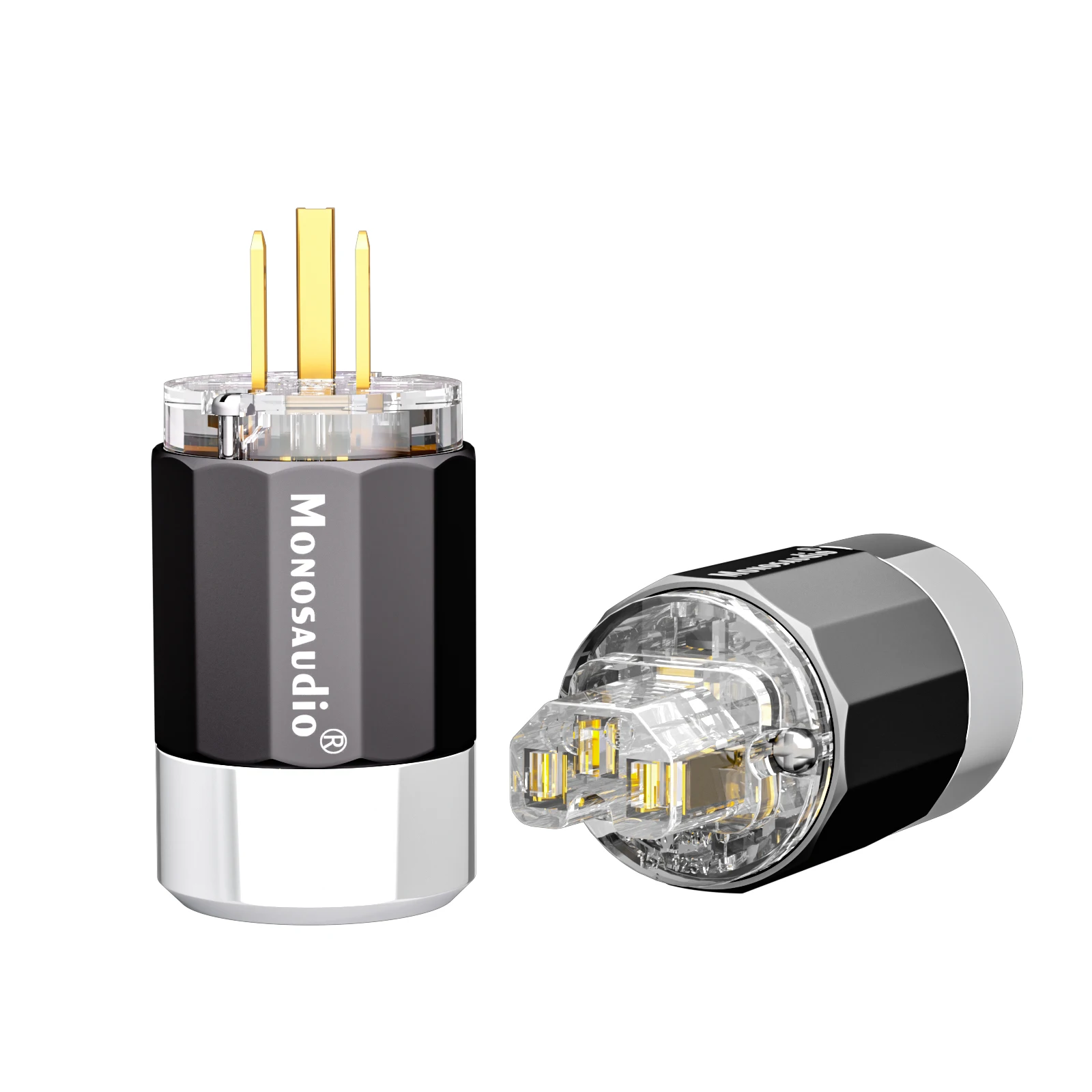Monosaudio US Power Connector Plugs 4N Pure Copper Aluminium Alloy Shell Male Female Power Cable Connectors Gold-plated Plugs