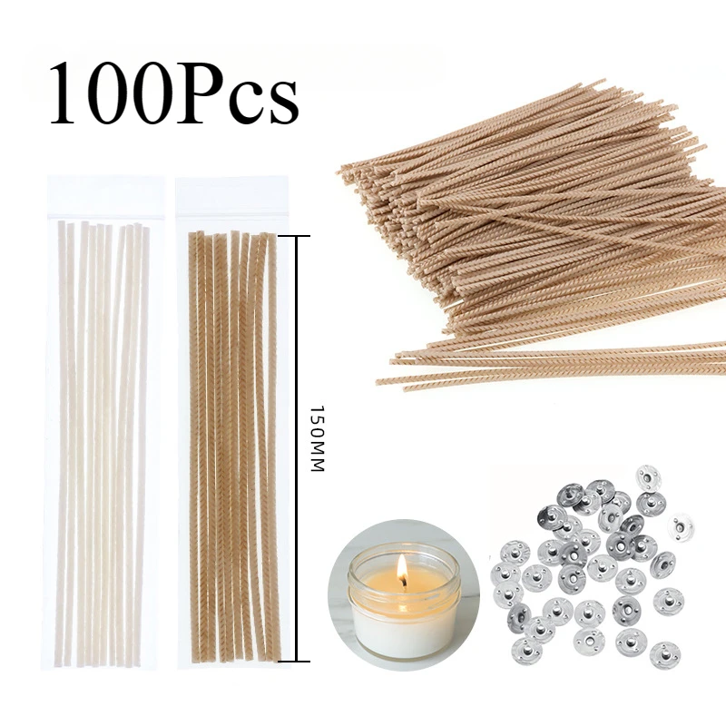 Zackoo 100Pcs Waxed Cotton Candle Wicks for Candles Making DIY White Soy Oil Wax Core Woven Smokeless Candle Supplies Accessori