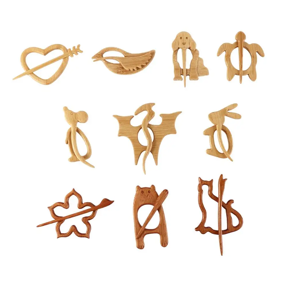 

Trendy Retro Girl Gifts Rabbit Flower Animal Dog Bear Women Brooch Wooden Brooch Clothing Accessory Fashion Jewelry