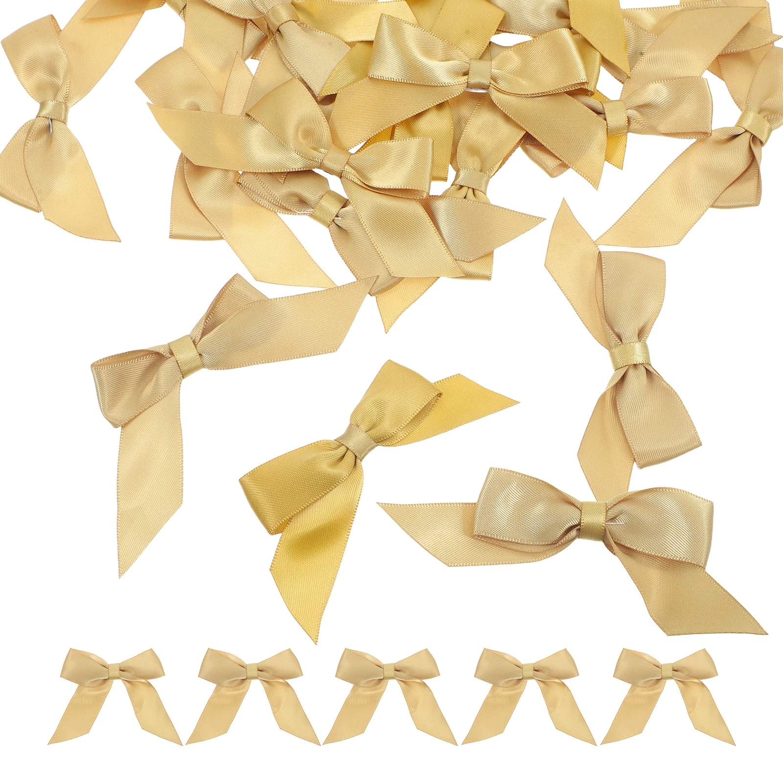 

30pcs Double Sided Tape Satin Bows Elegant Gold Pre Tied Adhesive Bowknots Gift Wrapping Present Decor Mini Ribbon Bows