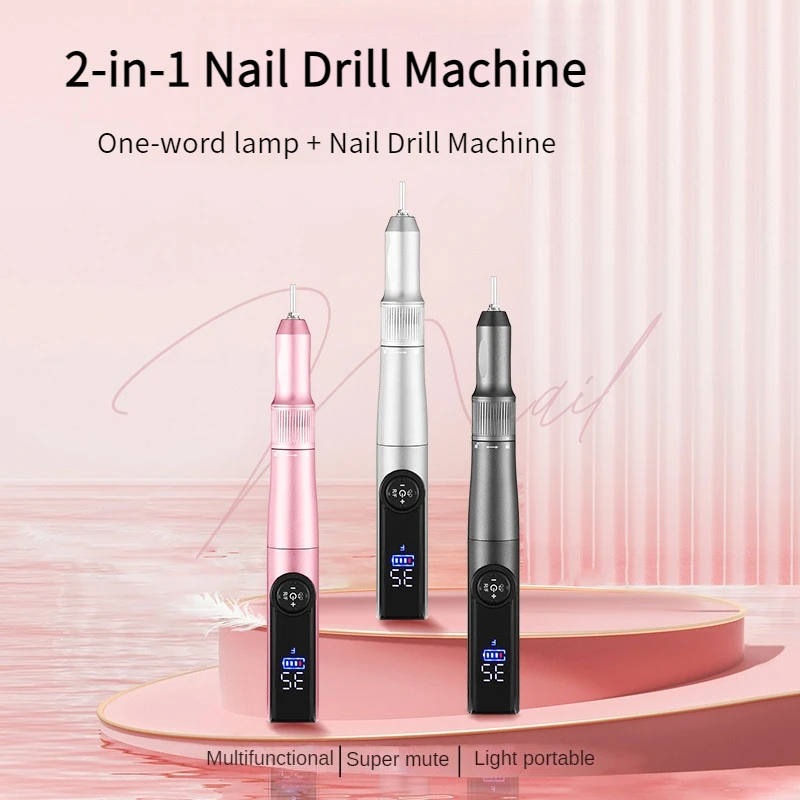 Perceuse à ongles sans fil avec lampe UV et ensemble de limes à ongles 35000 tr/min perceuse à ongles Portable Rechargeable affichage LCD outils de manucure