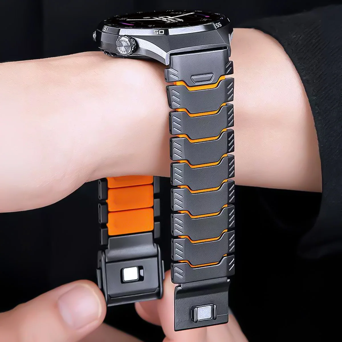 Titanium + Silikon-Armband für Google Pixel Watch 5 4 3 45mm Luxuriöses Magnetisches Doppelschicht-Band für Pixel Watch 5 45mm Herren-Armband – Detail 5