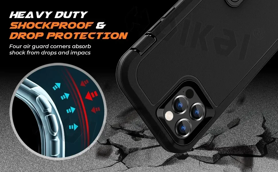 Hülle für iPhone 18 Pro Max 17e 17 Pro Max 16 Pro 15 14, robuste Stoßdämpfung, vollständiger Körperschutz, Silikon-Gummi-Cover – Detail 6