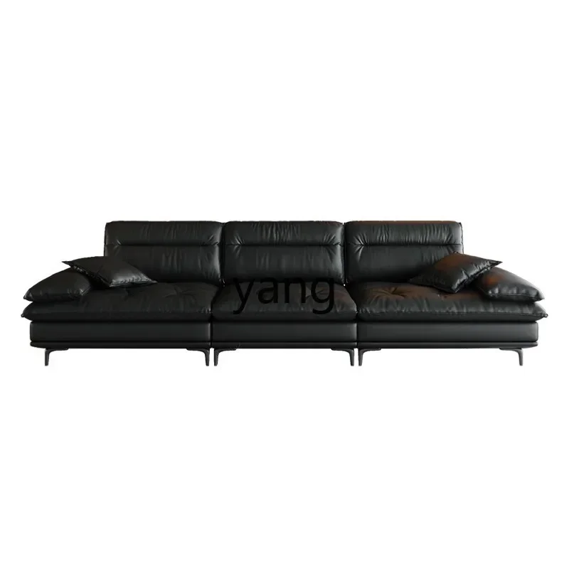 LH  Minimalist Living Room Napa Leather Down Sofa Super Wide Large Sitting Deep Light Luxury Sofa