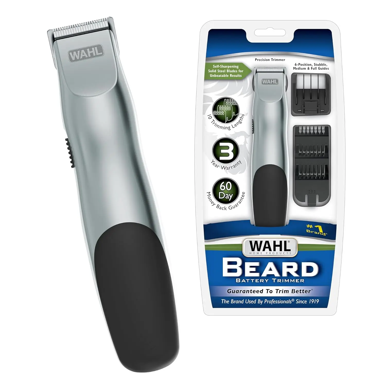 

Battery Operated Beard Trimmer for Men, Precision Facial Hair Trimmer with 10 Lengths for Mustache and Body Grooming