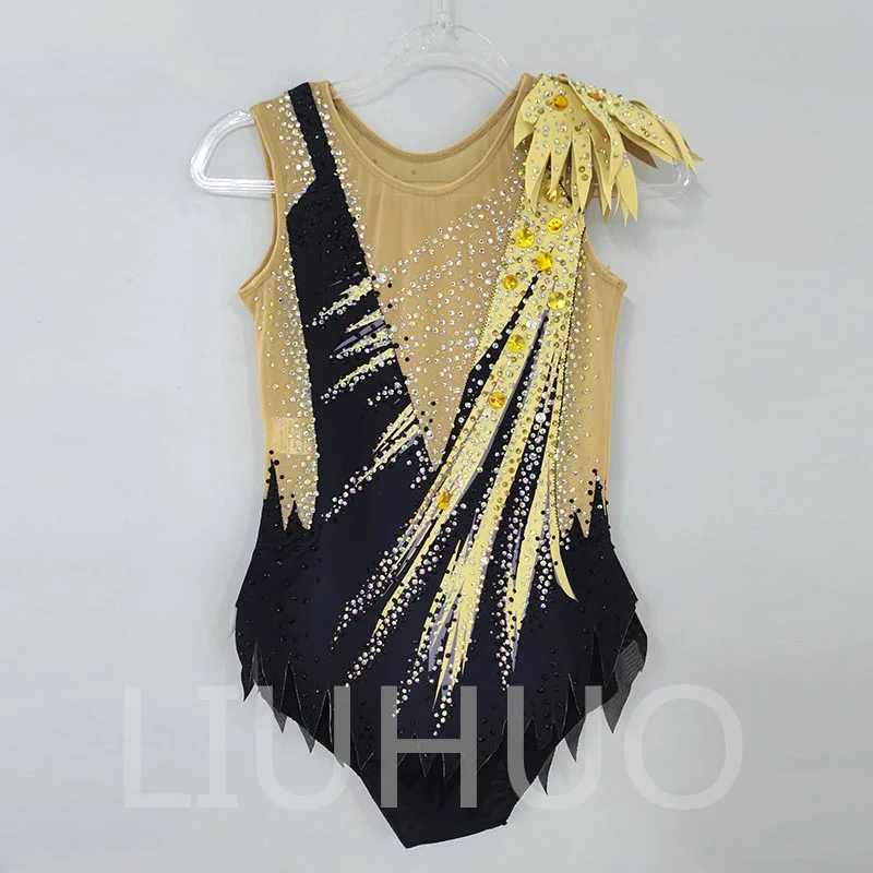 LIUHUO Rhythmic Gymnastics Leotard Black Competitive Gymnastics Performance Clothing