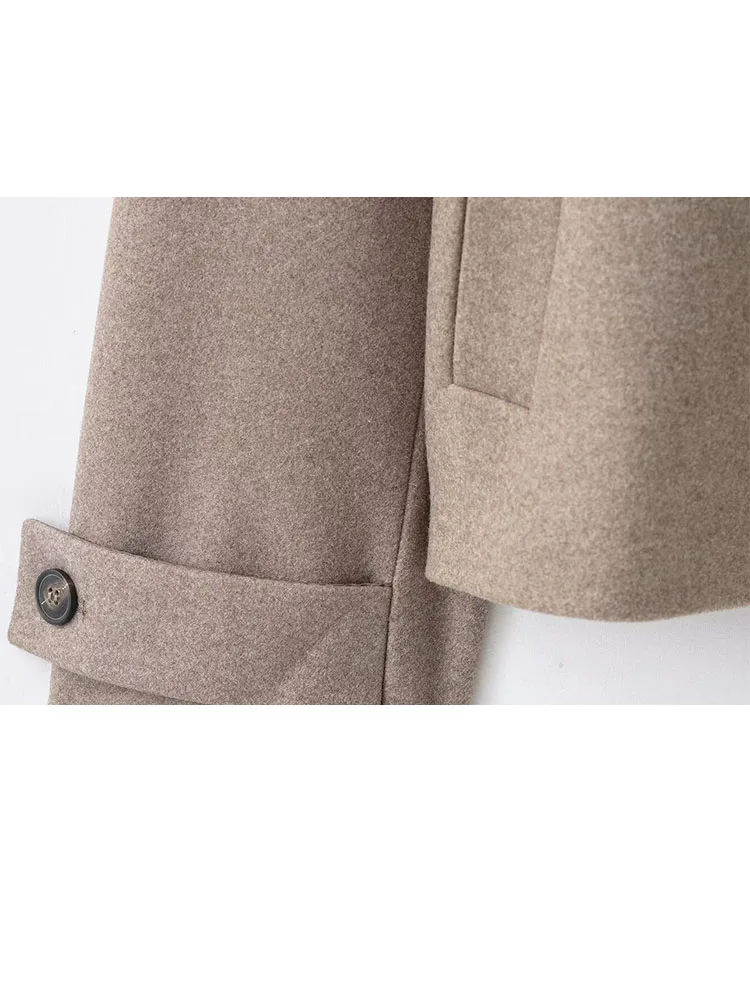 HH femmes automne hiver col montant haut bouton manches longues poches latérales simple boutonnage veste courte Style de rue veste