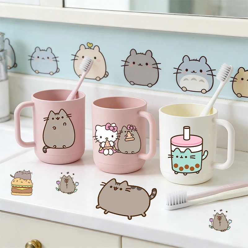 

Cute Pusheens Toothbrush Cup for Women Girl Anime Popular Good Look Household Plastic Drinkware Bathroom Mouthwash Water Bottles