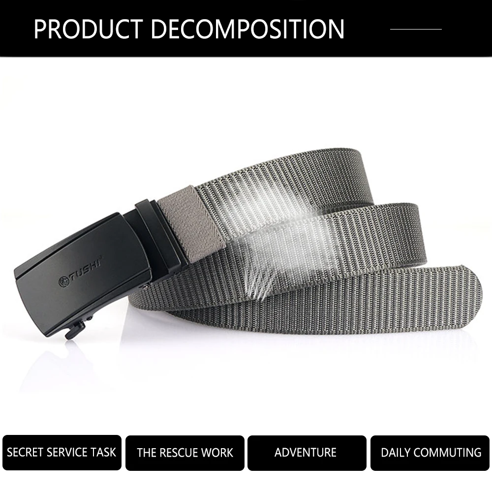TUSHI New Tactical Belt Metal Automatic Buckle Quick Release Belt Alloy Casual Tooling Training Belt Men's Trousers Outdoor Belt
