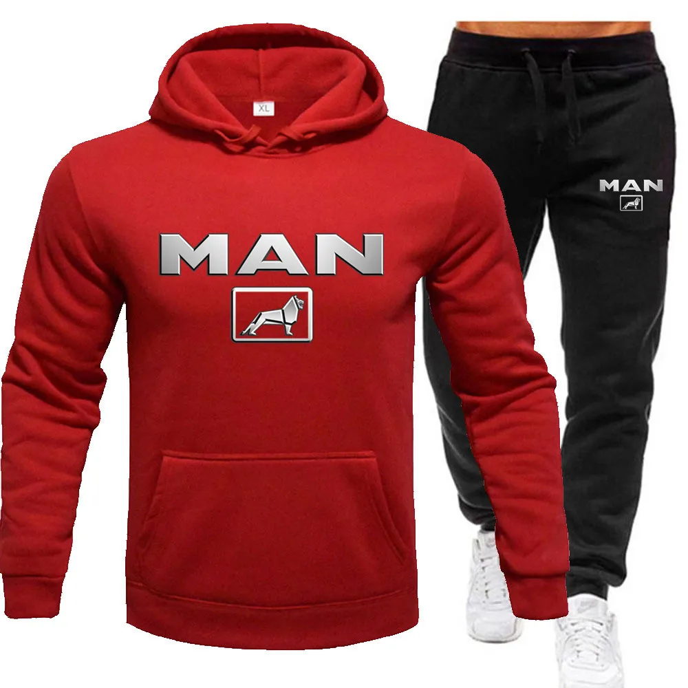 New Male Hoodie+Pants 2Pcs Jogging Sports Suit Casual Tracksuit Men Hooded Sweatshirt Outfit Spring Autumn Mens Sets Sportswear