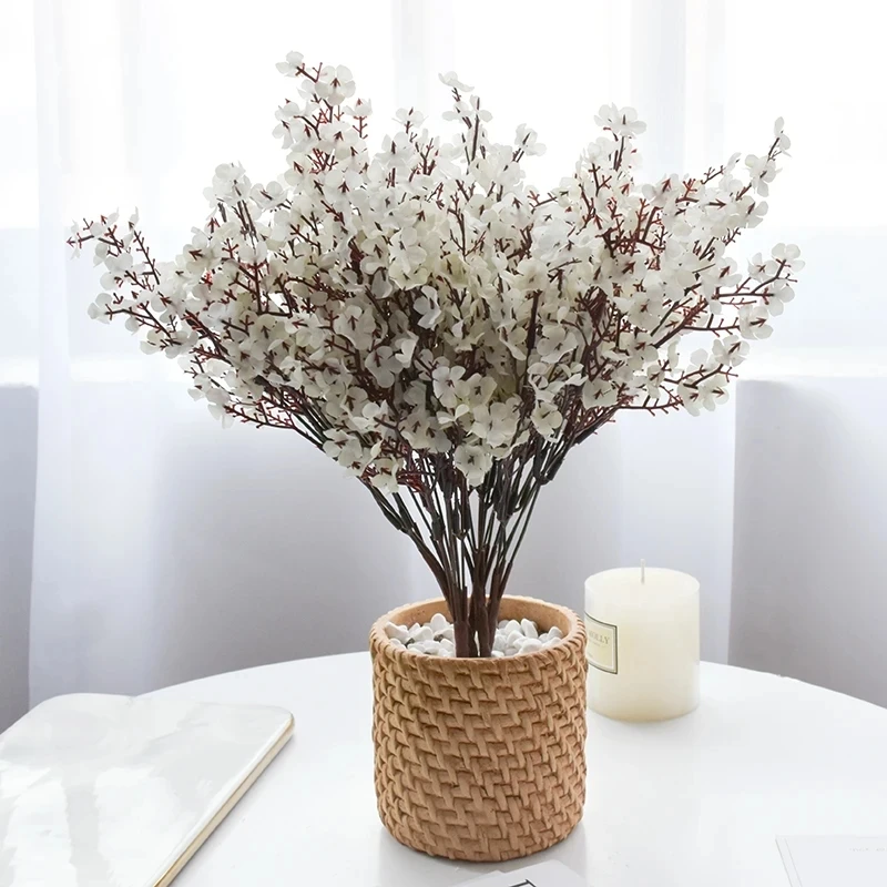 Gypsophila Silk Peach Blossom Bouquet Artificial Flowers 5 Forks 7 Color Small Plants Bunches Bonsai for Home Wedding Decoration