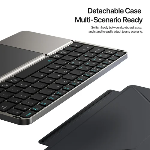 Imagen 2 del producto DUX DUCIS Teclado plegable Bluetooth 5,0 con panel táctil y soporte para teléfono para teléfonos tabletas PC iOS Android Windows Mac