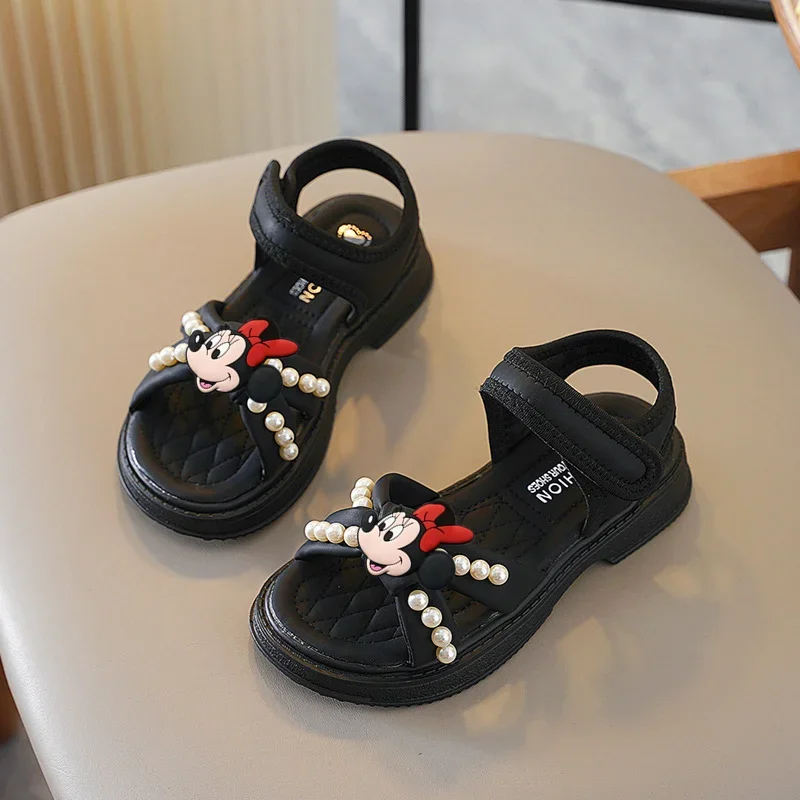 

Disney Girl cartoon Princess Shoes Beach Shoes mickey Mouse Soft Bottom Pearl Toddler Shoes Summer New Children Sandals