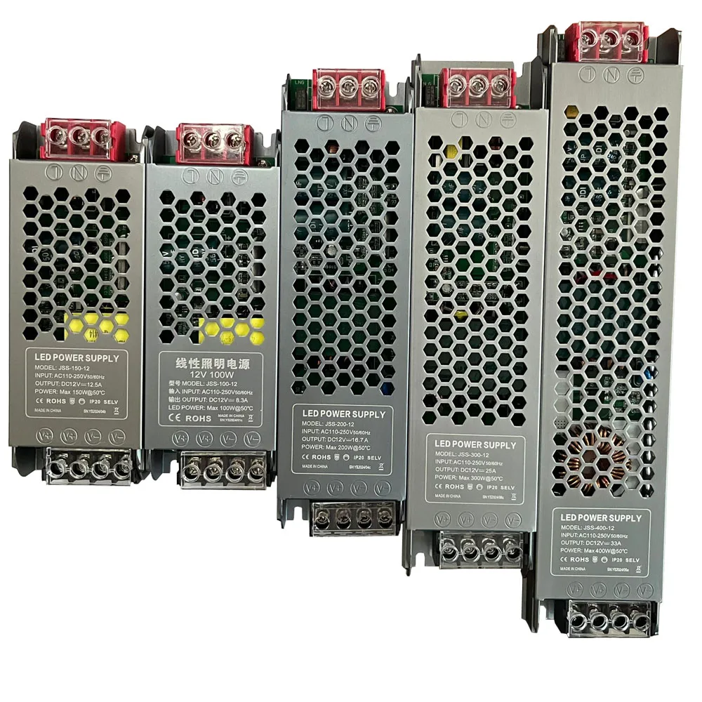 Zasilacz impulsowy DC 12V 24V AC110-250V Wyciszenie Transformatory oświetleniowe 60W 100W 200W 300W 400W Zasilacz sterownika światła LED
