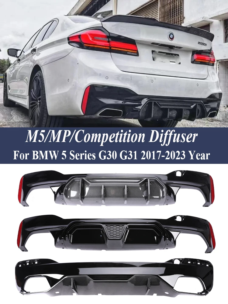 Carbon Look Rear Bumper Diffuser M Sport Competition CS Style Diffusor M5 MP For BMW 5 Series G30 G31 2017-2023 Car Accessories