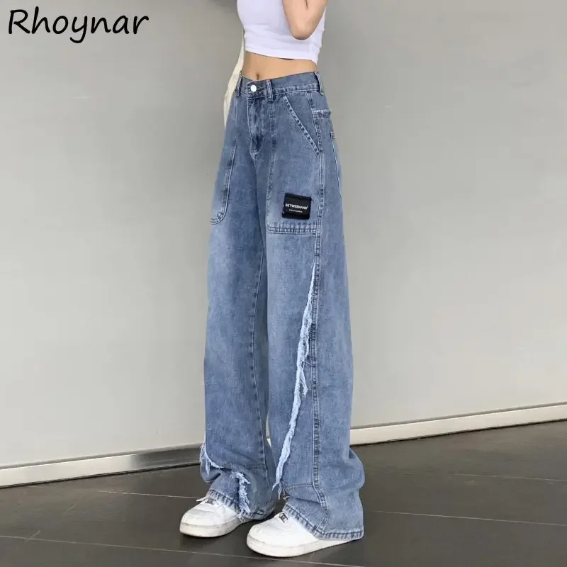 

Wide Leg Jeans Women S-5XL Baggy Denim Trousers High Waisted American Streetwear Teens Джинсы Design Hip Hop Unisex Washed Chic