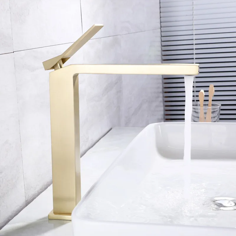 

New Basin Faucet Bathroom Hot Cold Brush Gold Sink Mixer Crane Decked Single Lever Black Tap Mixer Brass Water Faucet