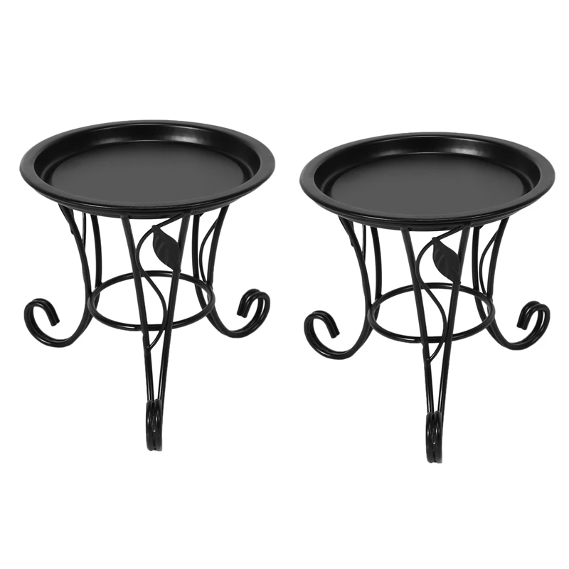 2X European Style Simple Mini Flower Stand Flower Pot Succulent Flower Shelf Iron Stand + Iron Plate For Desktop Balcony