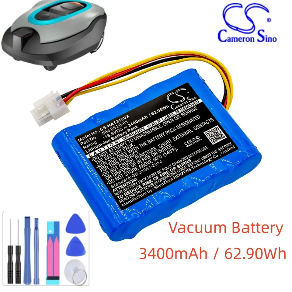 Vacuum Battery For Gardena R100Li R130Li R160Li 2016/2017/2018 Mahroboter Sileno + R100LIC R130LIC Capacity 3400mAh / 62.90Wh