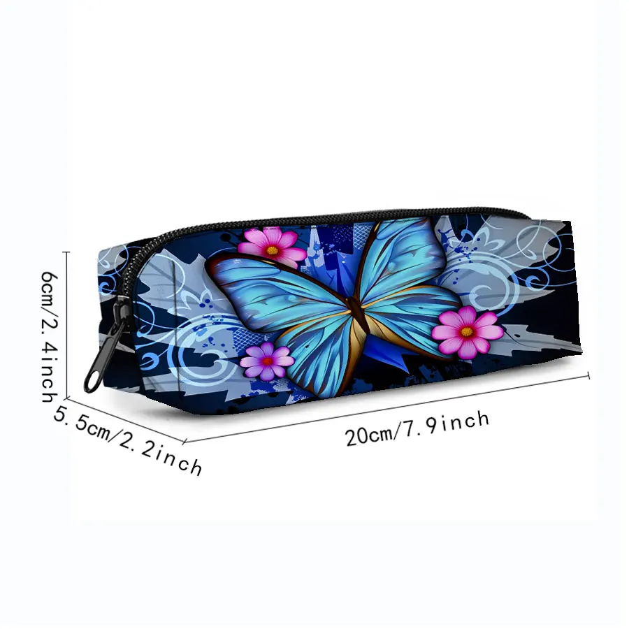 Agile Butterfly Single Layer Printed Pencil Case for Boy/Girls Best Gifts 2D Flat Cartoon School Supplies Pen Bag for Children