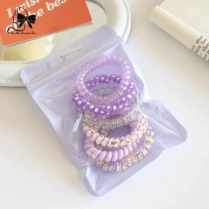 New 6Pcs Candy Color ElasticHair Ties Korean Accessories for Girls Hair Bands  Frosted Spiral Cord Rubber Rope Stretch Headwear