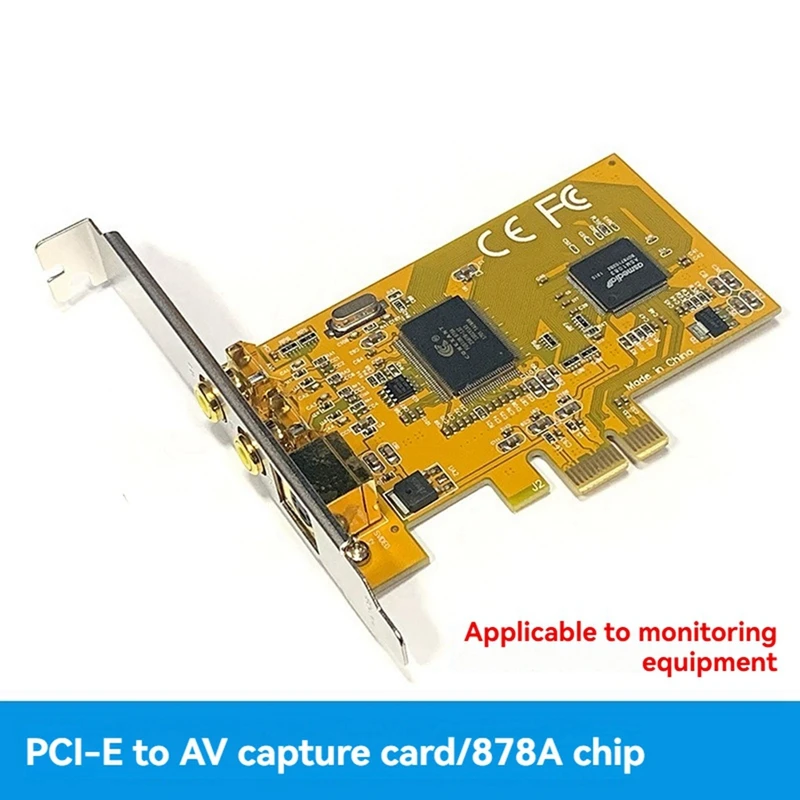 PCIE To AV 878A Video Capture Card PCIE 878 Surveillance HD Image 640X480 2 PORTS AV Svhs Terminal Connector Capture Card