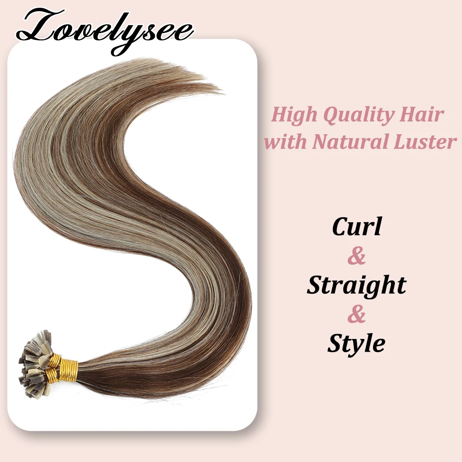 V Tip Hair Extensions Human Hair Brazilian Straight Keratin Human Hair Extensions Natural Fusion Real Remy Hair 0.8g/Strand