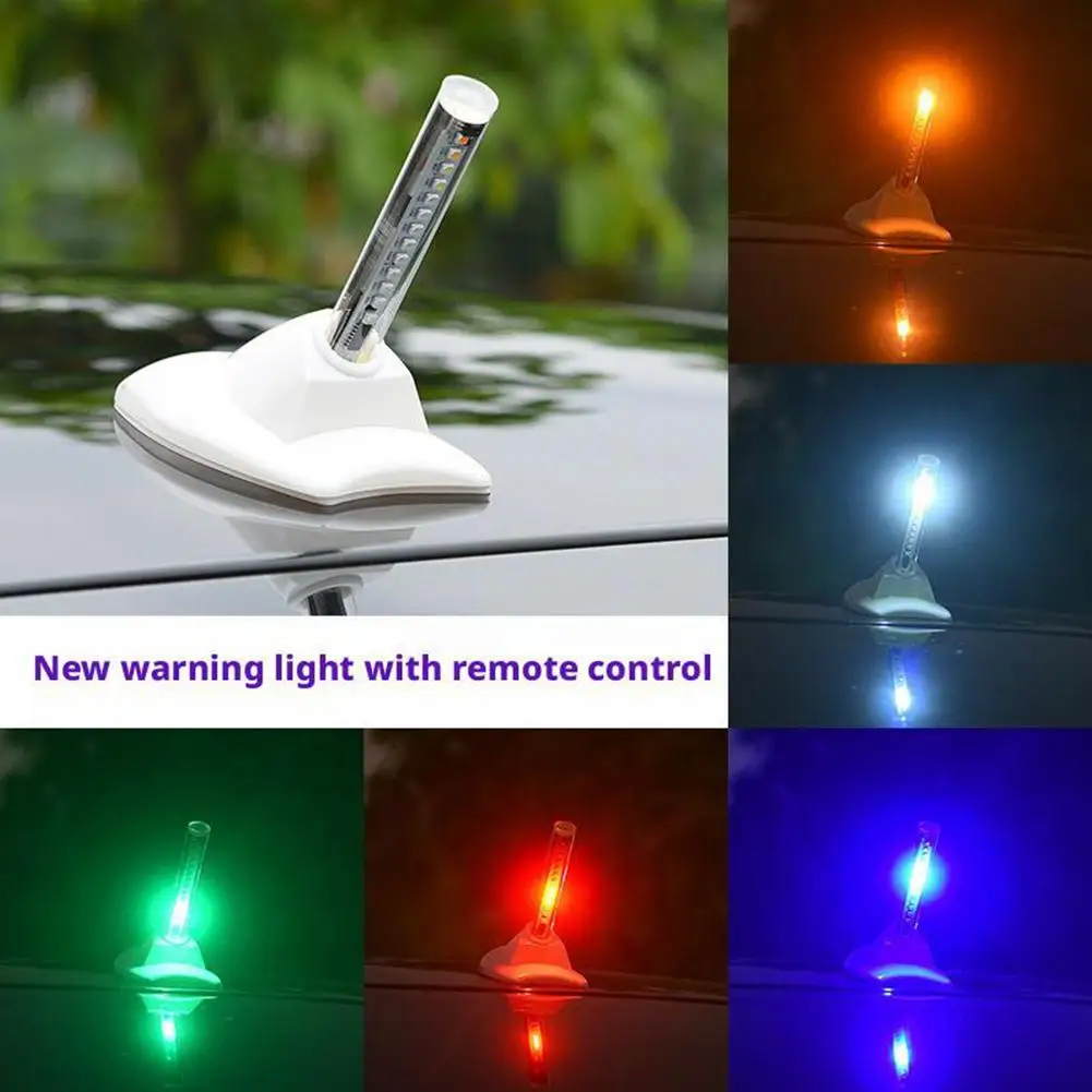 

Universal Shark Fin Antenna Light Solar Powered Car Flashing Explosion Light Safety Anti-Collision Roof Warning LED Decorat A1H4